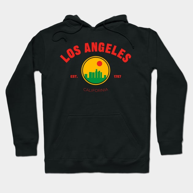 Los Angeles City California Print Hoodie by Space Surfer 